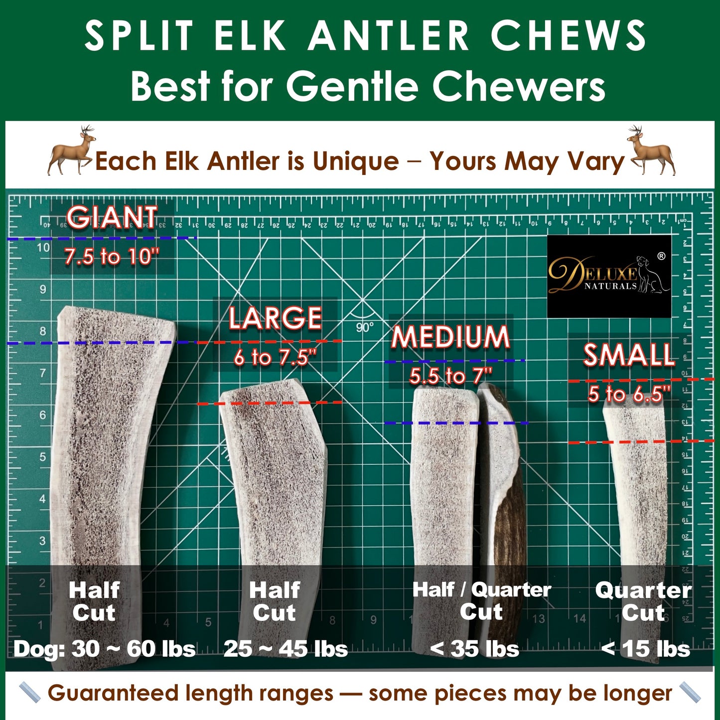 Deluxe Naturals 2-Pack Giant Split Elk Antler Dog Chews