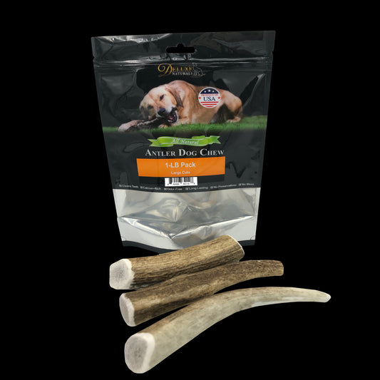 Deluxe Naturals 1-LB Pack Elk Antler Dog Chew - Mixed Large Cuts