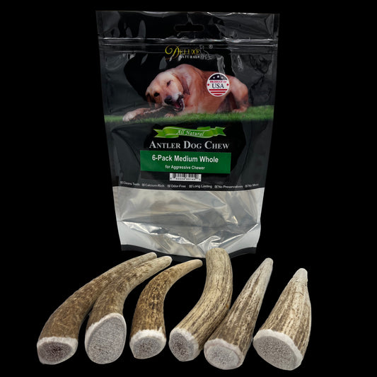 Deluxe Naturals 6-Pack Elk Antler Dog Chew - Medium Whole