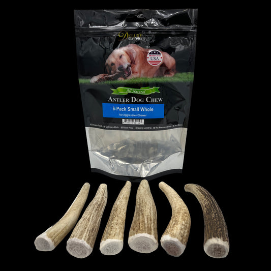 Deluxe Naturals 6-Pack Elk Antler Dog Chew - Small Whole