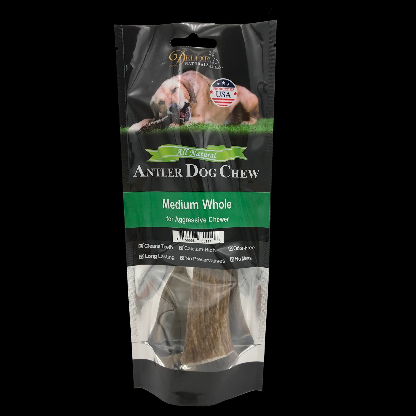 Deluxe Naturals Elk Antler Dog Chew - Medium Whole
